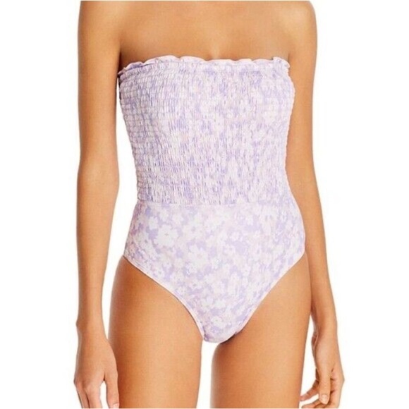 Peony Swim Lavender Fleur Strapless One-piece Swimsuit - Picture 1 of 10